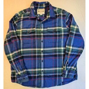 American Eagle Men's Large Flannel Shirt Long Sleeve Plaid Cotton Button Down